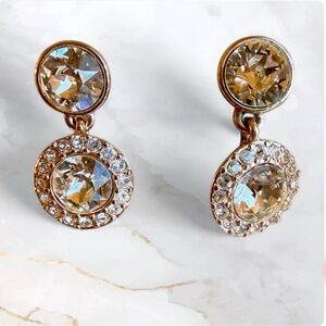 Rose Gold Swarovski Pavé Crystal Drop Earrings (Necklace Listed Separately)
